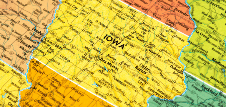 Photo of a map of Iowa